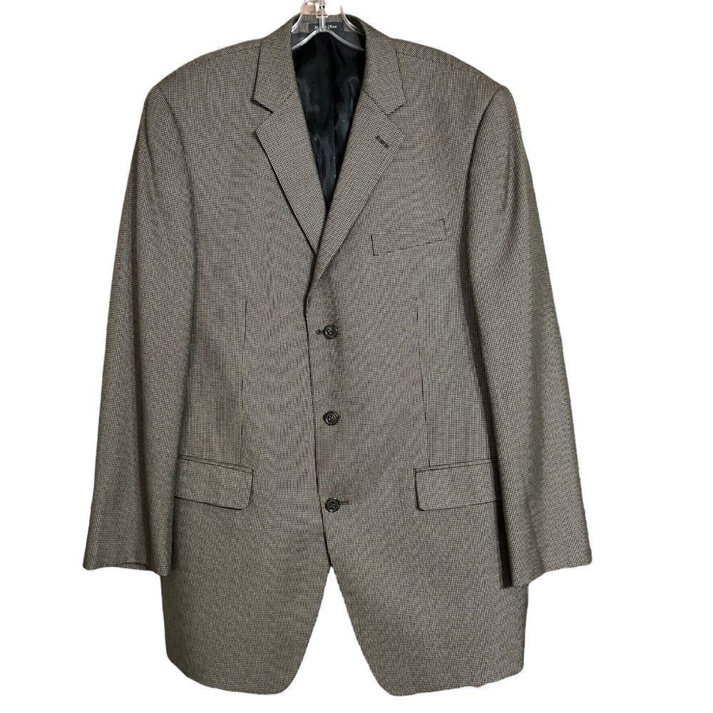 Michael Kors Brown Small Pattern 3 Button Blazer Double Vent Sz 44 EUC